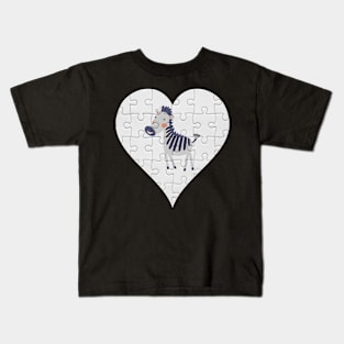 Jigsaw  Zebra Heart Design - Wild Animal Zebra Kids T-Shirt